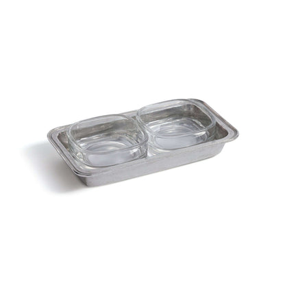 St. Moritz Pewter and Glass Double Condiment Set - Serveware by Carlyle Avenue