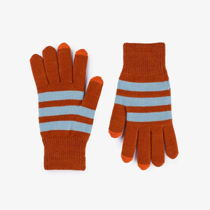 Stone Blue Rust Stripe Touchscreen Gloves