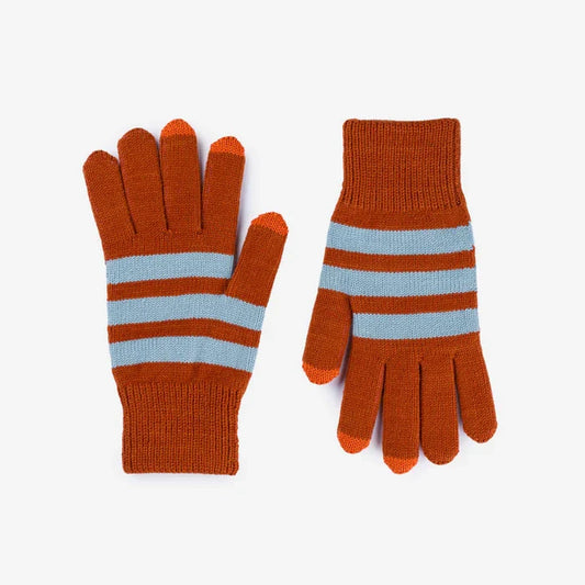 Stone Blue Rust Stripe Touchscreen Gloves