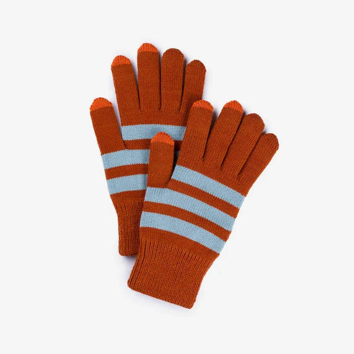 Stone Blue Rust Stripe Touchscreen Gloves
