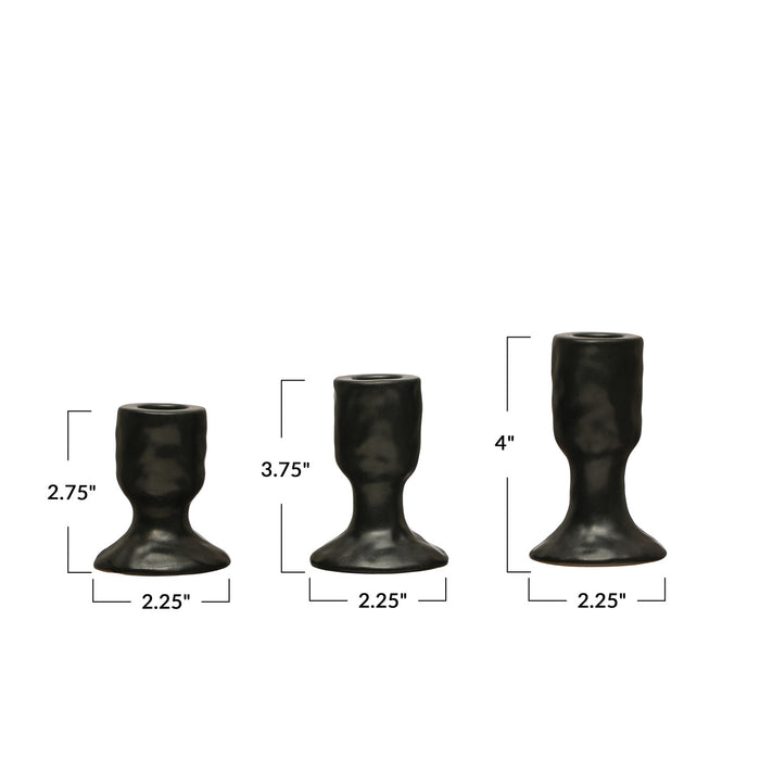 Stoneware Taper Holders, Reactive Glaze