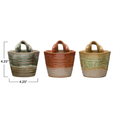 Stoneware Wall Planter, Reactive Glaze