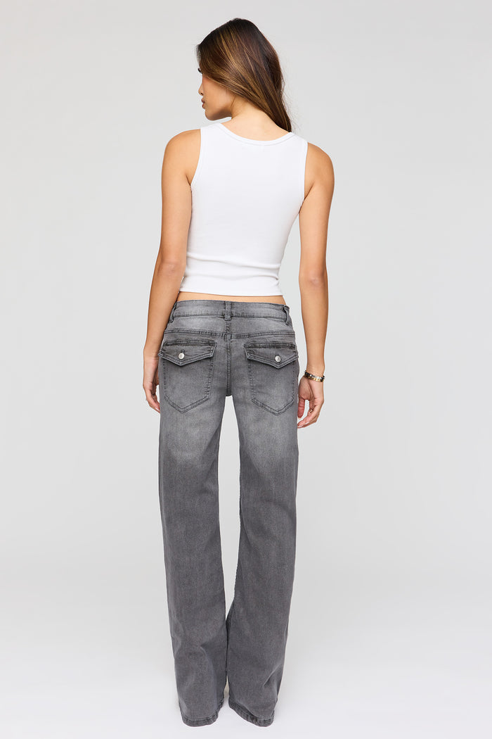 Stretch Super Low Rise Flare Jean