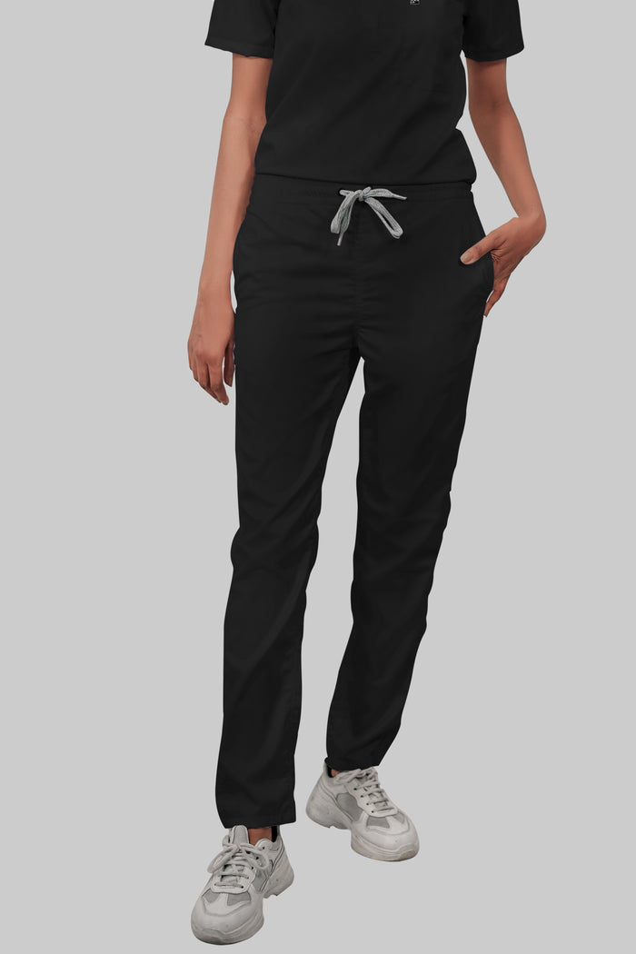 Stretchable (4Way) Women Black Straight Scrub Pant