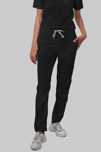 Stretchable (4Way) Women Black Straight Scrub Pant