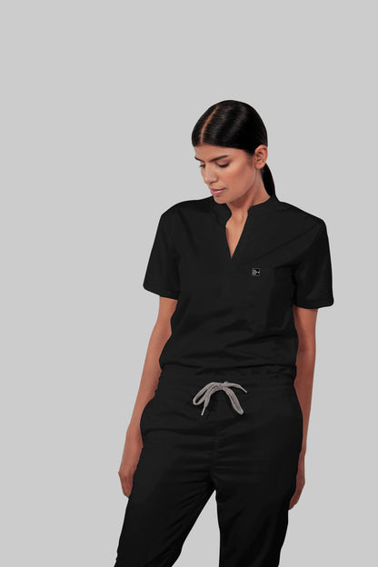 Stretchable (4Way) Women Black Straight Scrub Pant