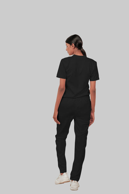 Stretchable (4Way) Women Black Straight Scrub Pant