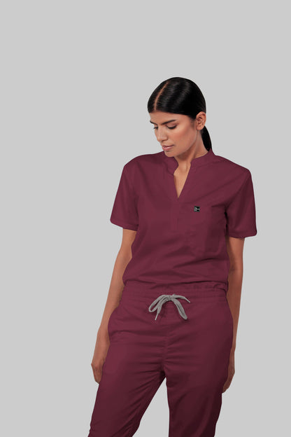 Stretchable (4Way) Women Burgundy Straight Scrub Pant