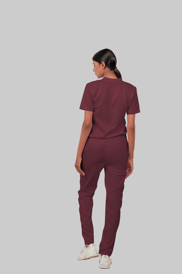 Stretchable (4Way) Women Burgundy Straight Scrub Pant