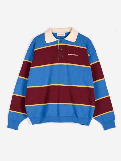 Striped Cotton Polo Jumper