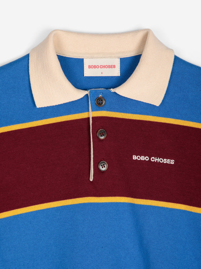 Striped Cotton Polo Jumper