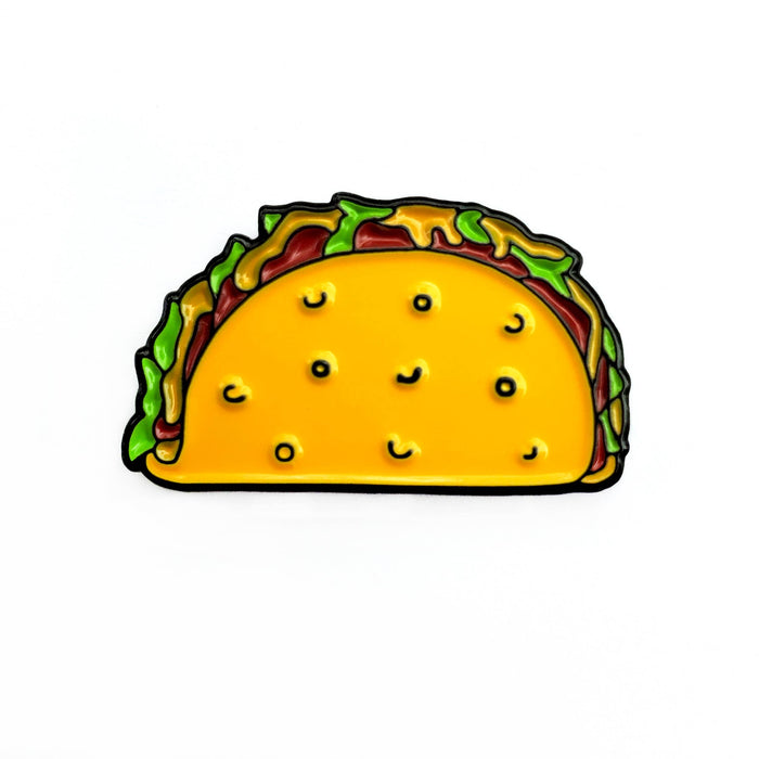Kolorspun Pins Taco magnetic golf ball marker with colorful taco design, used for marking golf balls on the green.
