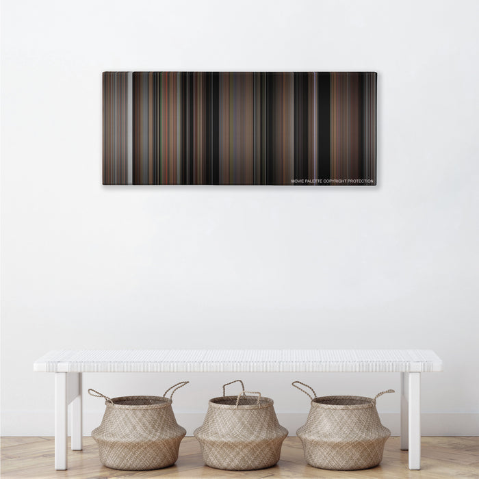 The Blair Witch Project color palette canvas above a white bench with three woven baskets