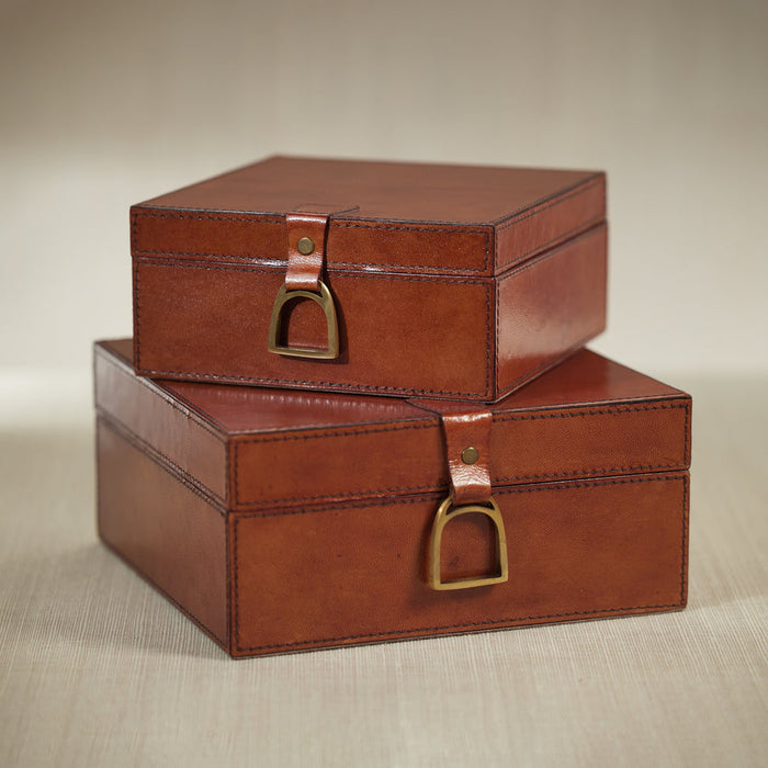 The Connaught Leather Box - Square - Boxes by Carlyle Avenue