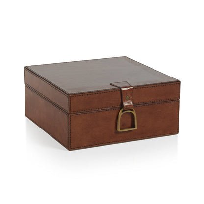 The Connaught Leather Box - Square - Boxes by Carlyle Avenue