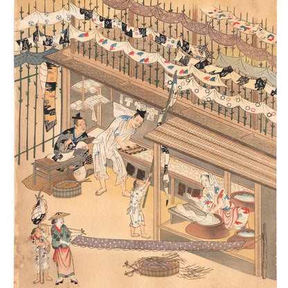 The Craftsmen's Life - Katazome Dyers | Antique Japanese Wood Block Print