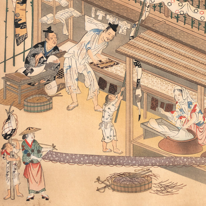 The Craftsmen's Life - Katazome Dyers | Antique Japanese Wood Block Print