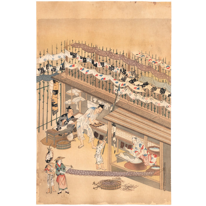 The Craftsmen's Life - Katazome Dyers | Antique Japanese Wood Block Print