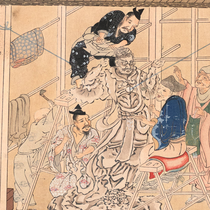 The Craftsmen's Life - Sculpture of Buddhist Image | Antique Japanese Wood Block Print
