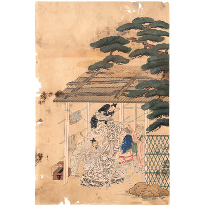 The Craftsmen's Life - Sculpture of Buddhist Image | Antique Japanese Wood Block Print