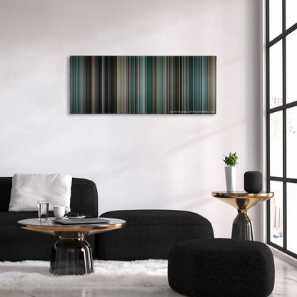 The Town color palette canvas above a black sofa with a gold-topped table