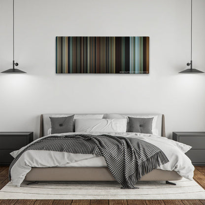 The Twilight Saga: Eclipse color palette canvas above a bed, between two black pendant lamps