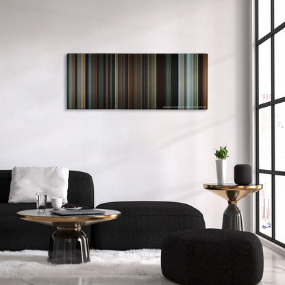 The Twilight Saga: Eclipse color palette canvas above a black sofa with a gold-topped table