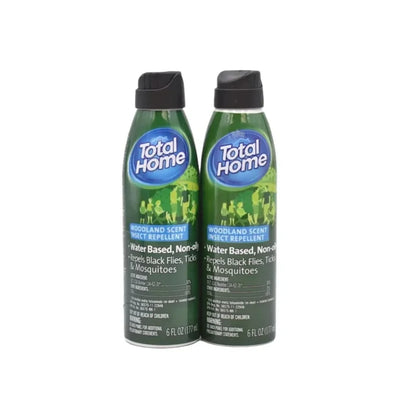 Two Total Home water-based woodland scent insect repellent spray cans, 6 fl oz each