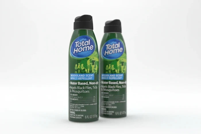 Two Total Home woodland scent water-based insect repellent spray bottles, 6 fl oz.