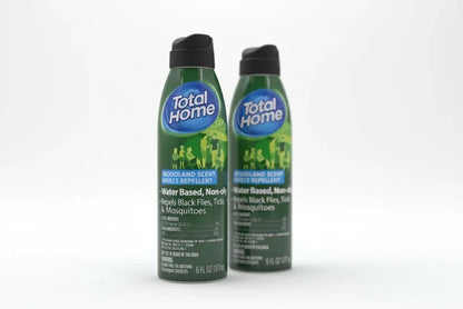 Two Total Home woodland scent water-based insect repellent spray bottles, 6 fl oz.