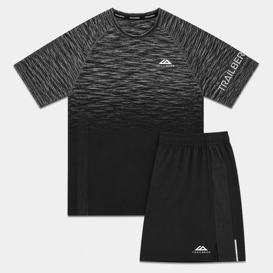 Trailberg Arc Seamless T-Shirt / Shorts Set - Black/Moon Grey