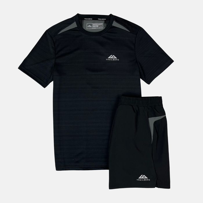 Trailberg Cloud T-Shirt / Shorts Set - Black/Volcano Grey