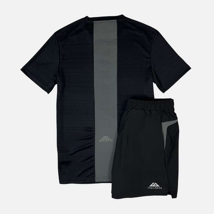 Trailberg Cloud T-Shirt / Shorts Set - Black/Volcano Grey