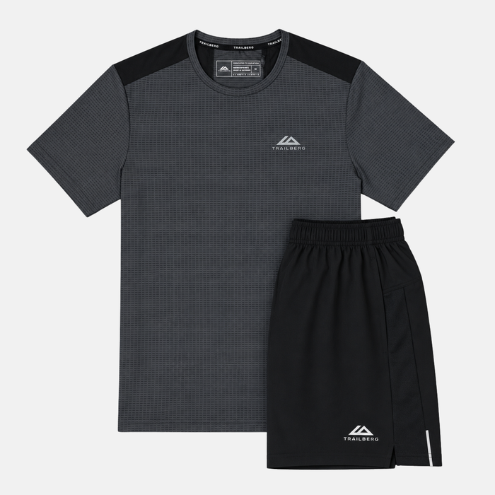 Trailberg Rapid Dash T-Shirt / Shorts Set - Volcano Grey/Black