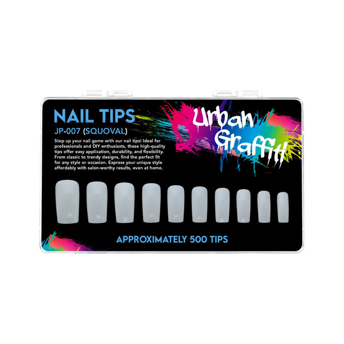 Urban Graffiti JP-007 Squoval Nail Tips - Natural - 500   Naio Nails