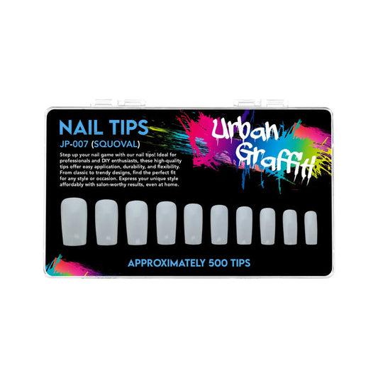Urban Graffiti JP-007 Squoval Nail Tips - Natural - 500   Naio Nails