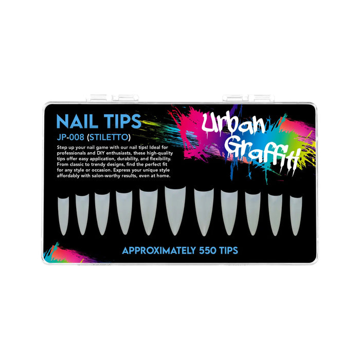 Urban Graffiti JP-008 Stiletto Nail Tips - Natural - 550   Naio Nails