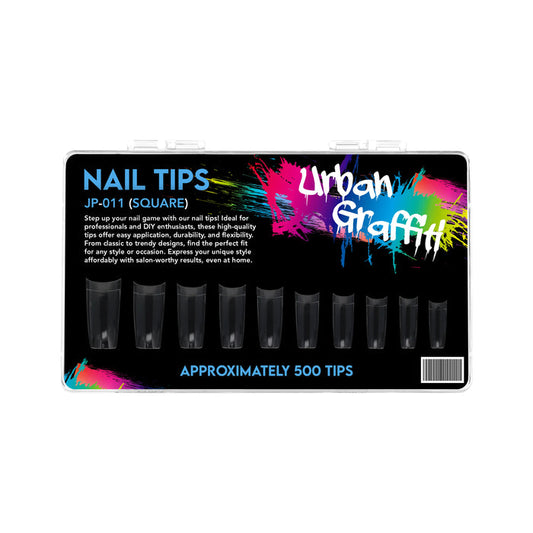 Urban Graffiti JP-011 Square Nail Tips - Transparent - 500   Naio Nails