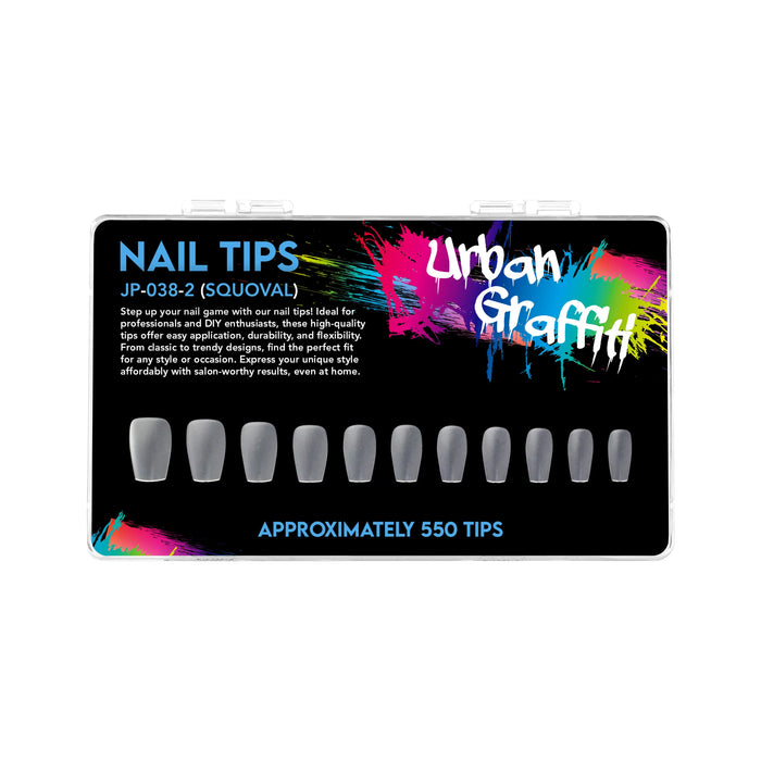 Urban Graffiti JP-038 Squoval Nail Tips - Transparent - 550   Naio Nails