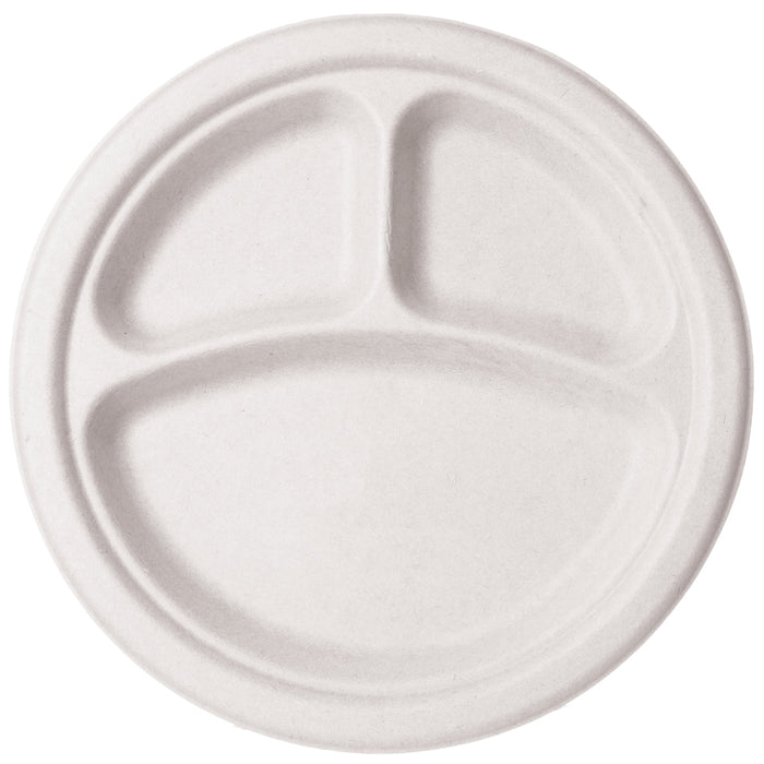 Vegware 10in 3-comp white molded fiber plate | 500/cs