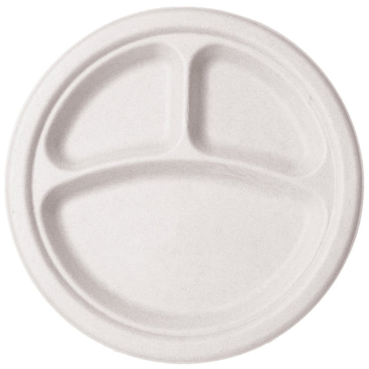 Vegware 10in 3-comp white molded fiber plate | 500/cs