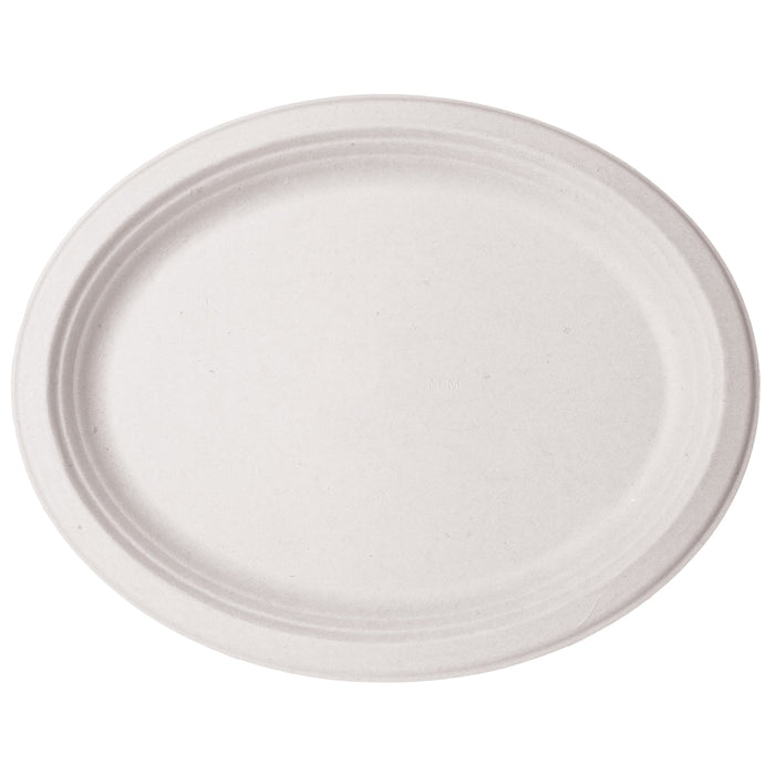 Vegware 9 x 12in white molded fiber oval platter | 500/cs