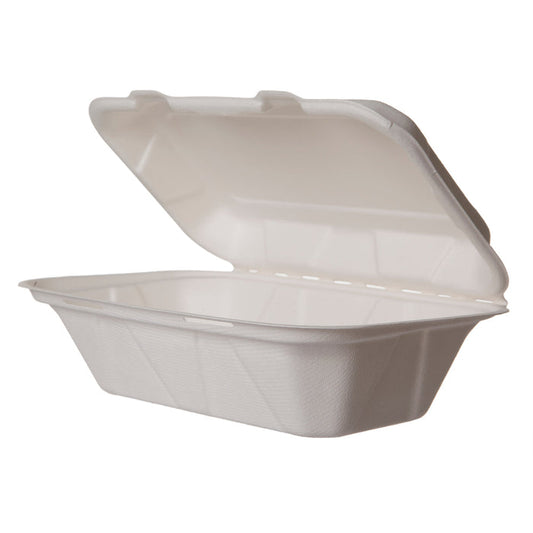 Vegware 9 x 6in hoagie clamshell, white molded fiber | 250/cs