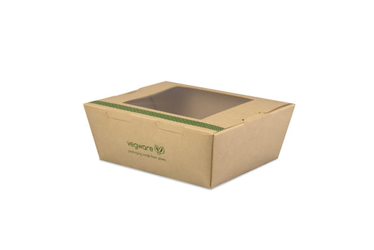 Vegware Compostable 45oz Windowed Food Box #8, FSC Mix Credit SA-COC-013255 | 200/cs