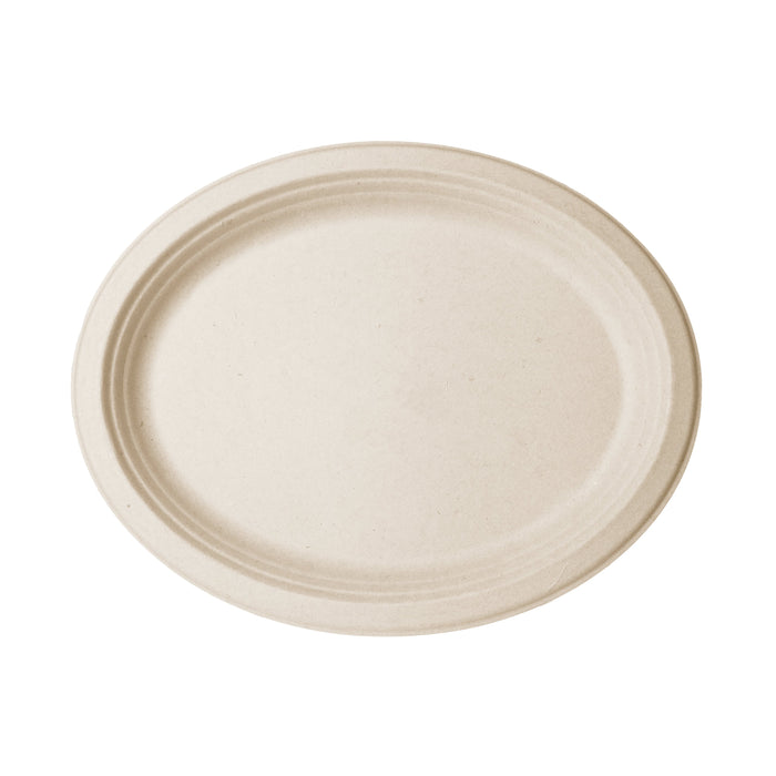 Vegware Nourish 7in x 10in Oval Platter, Natural Molded Fiber | 500/cs