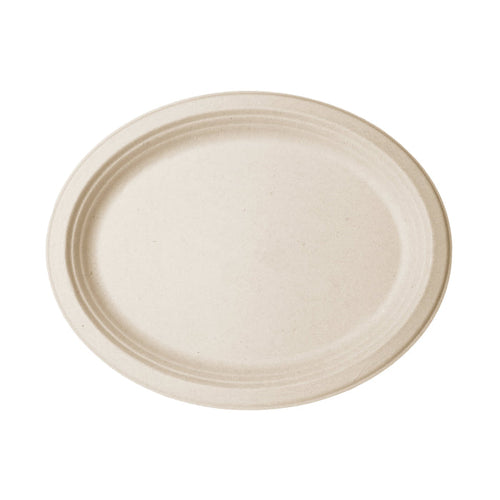 Vegware Nourish 7in x 10in Oval Platter, Natural Molded Fiber | 500/cs