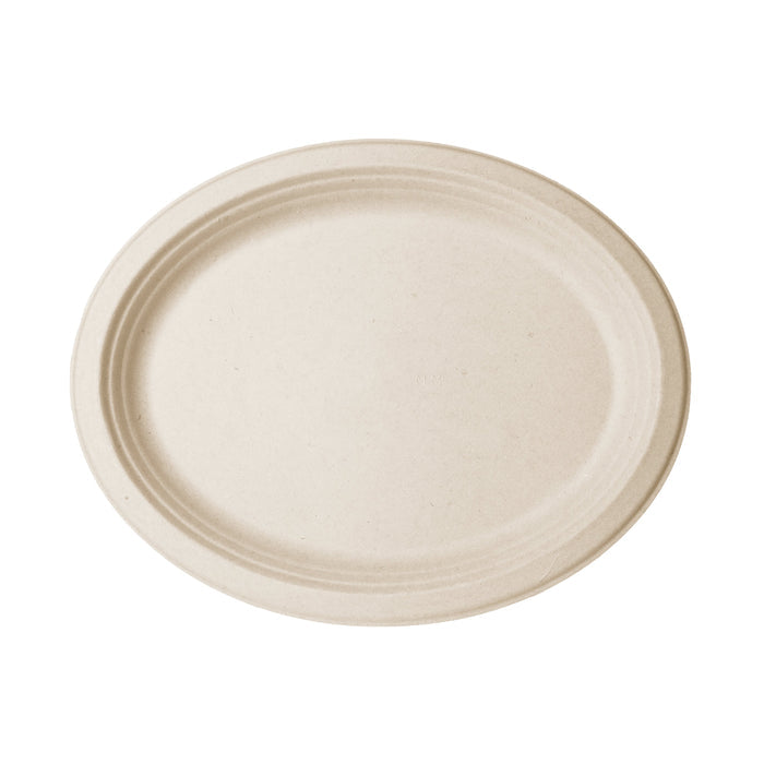 Vegware Nourish 9in x 12in Oval Platter, Natural Molded Fiber | 500/cs