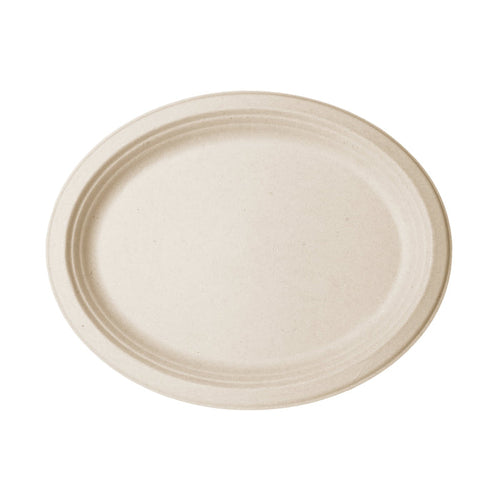 Vegware Nourish 9in x 12in Oval Platter, Natural Molded Fiber | 500/cs