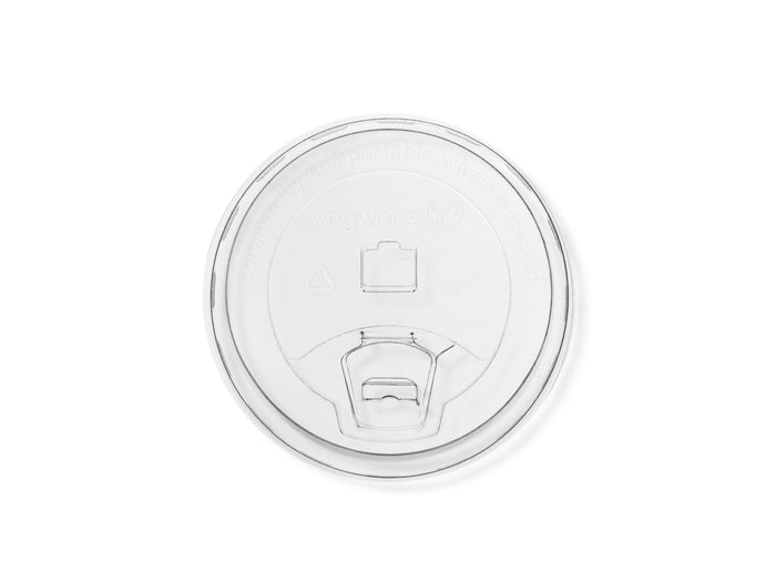 Vegware PLA flat sipping lid with cap | 96V-Series | 1000/cs