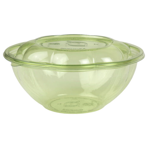 Vegware Veridian™ 24oz PLA Petal Salad Bowl w/ Lid green | 150/cs